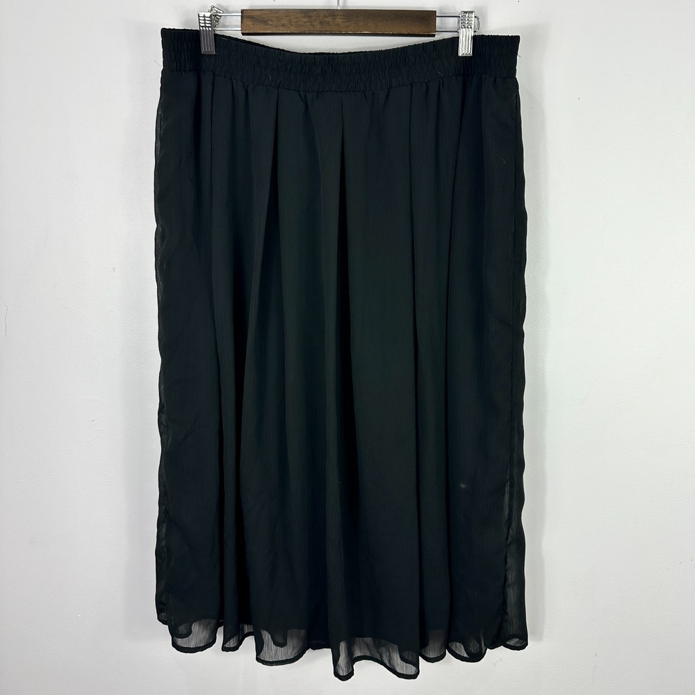 Roz & Ali Skirt Pleated Chiffon Midi‎ Skirt Womens 1X Pull On Flowy Clean Girl